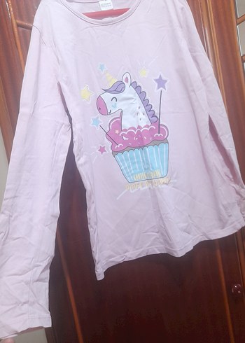 Kız Çocuk Uzun Kollu Pembe Baskılı Tişört - Görsel 4