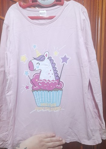 Kız Çocuk Uzun Kollu Pembe Baskılı Tişört - Görsel 2