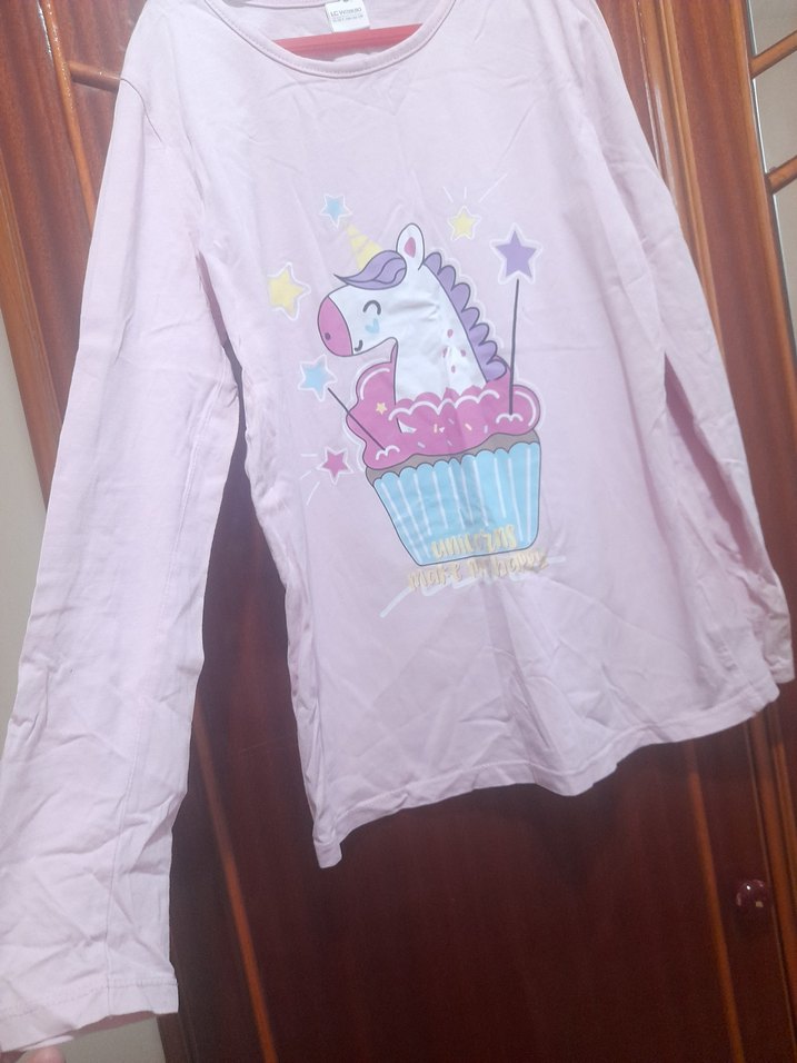 Kız Çocuk Uzun Kollu Pembe Baskılı Tişört - Görsel 4