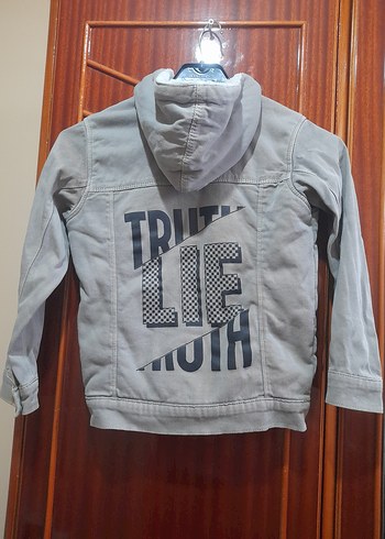 Gri Erkek Çocuk Denim Ceket Kapüşonlu - Görsel 4