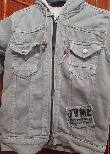 Gri Erkek Çocuk Denim Ceket Kapüşonlu - Görsel 2