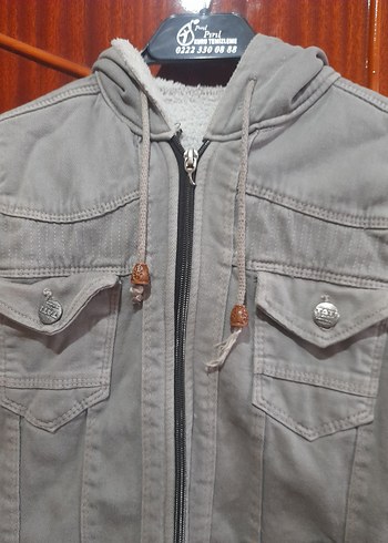 Gri Erkek Çocuk Denim Ceket Kapüşonlu - Görsel 3