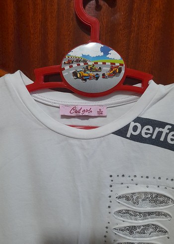 Kız Çocuk Gri Düğmeli Tişört Elbise - Görsel 5