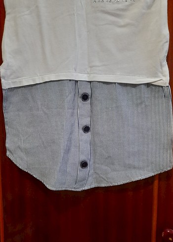 Kız Çocuk Gri Düğmeli Tişört Elbise - Görsel 4