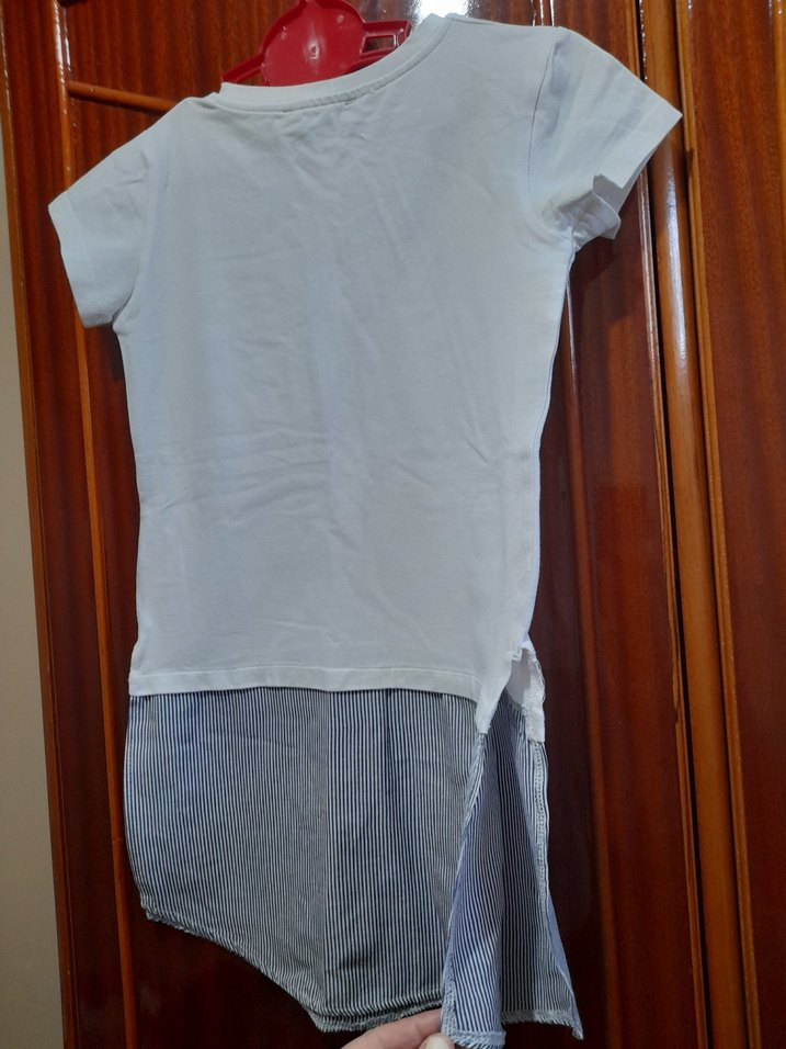 Kız Çocuk Gri Düğmeli Tişört Elbise - Görsel 3