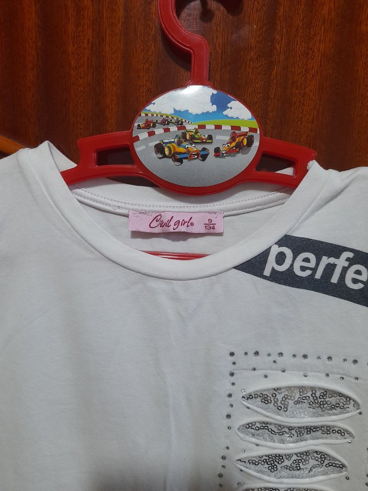 Kız Çocuk Gri Düğmeli Tişört Elbise - Görsel 5