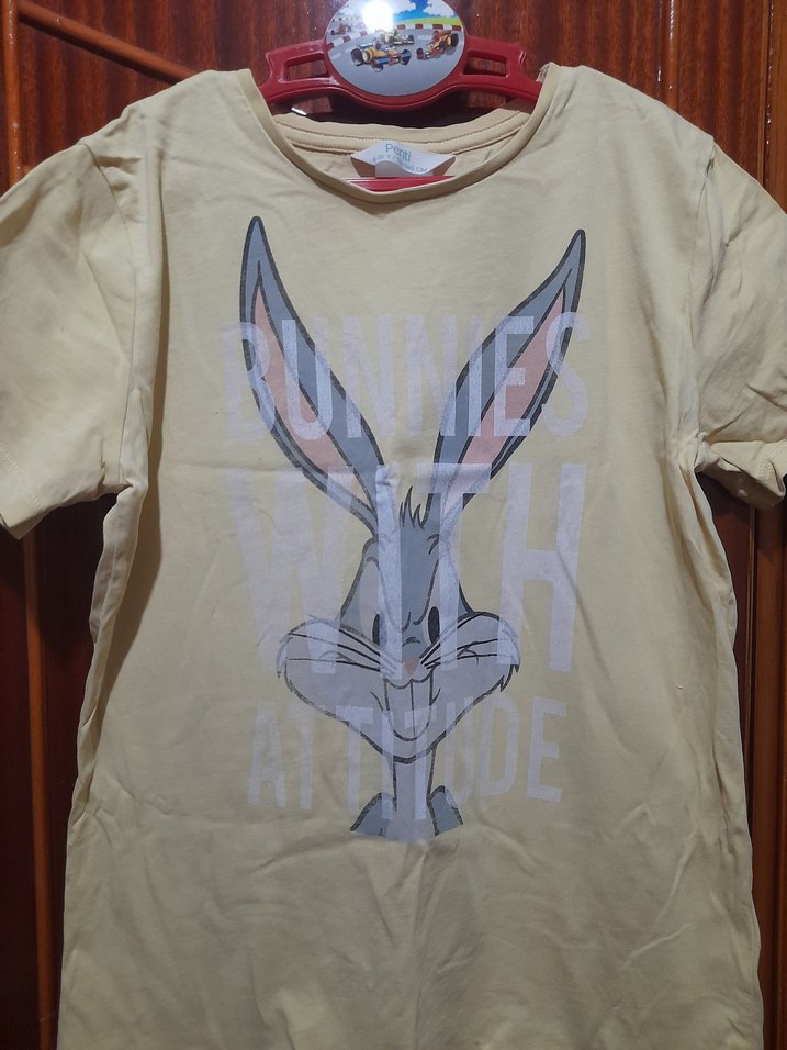 Kız Çocuk Bej Baskılı Kısa Kollu Tişört - Görsel 2