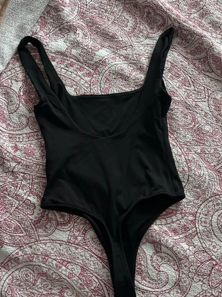 Siyah, Askılı, Vücuda Oturan Kadın Bodysuit - Görsel 2