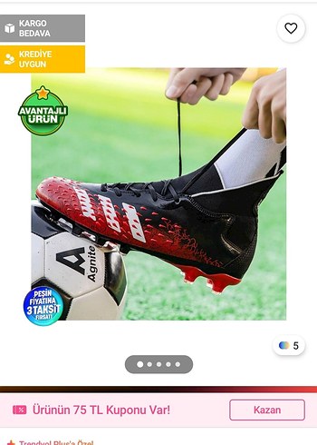 Kahverengi Erkek Futbol Ayakkabısı Velcro - Görsel 5