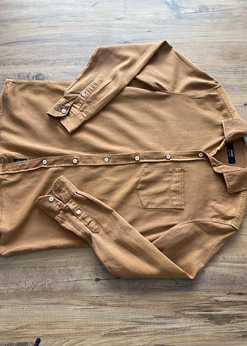 Bej İnce Keten Düğmeli Erkek Gömlek - Görsel 2