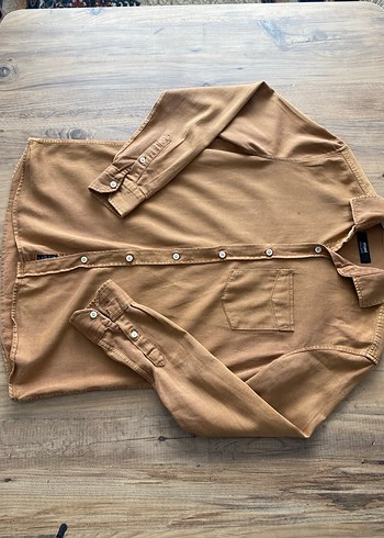 Bej İnce Keten Düğmeli Erkek Gömlek - Görsel 3