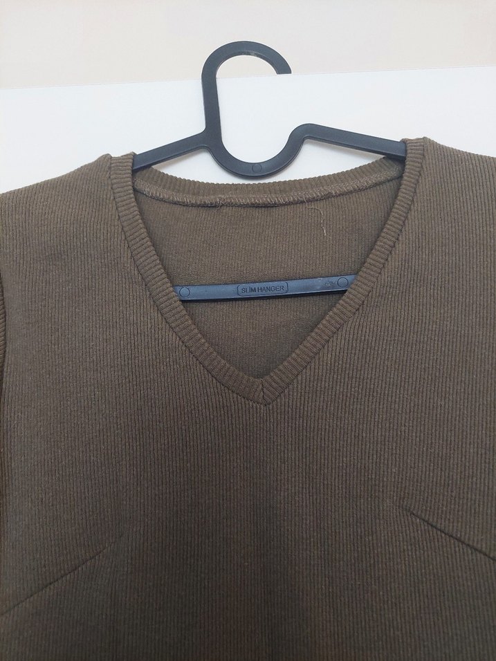 V Yaka Uzun kollu kışlık elbise - Görsel 3