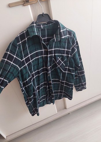 Düğmeli Ekoseli Yeşil Gömlek - Görsel 3