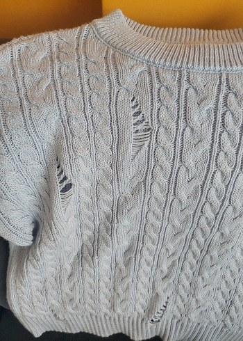 Gri Örgü Kadın Kazak - Görsel 2