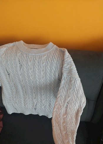 Gri Örgü Kadın Kazak - Görsel 4