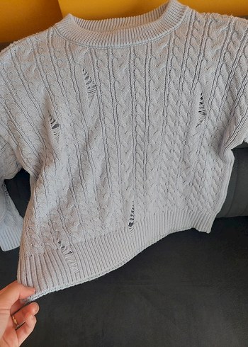 Gri Örgü Kadın Kazak - Görsel 3