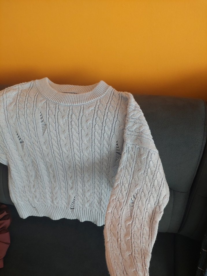 Gri Örgü Kadın Kazak - Görsel 4