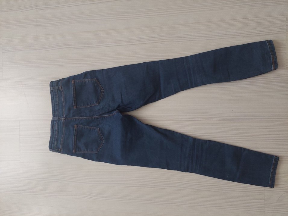 Düğmeli Mavi Kadın Kot Pantolon - Görsel 2