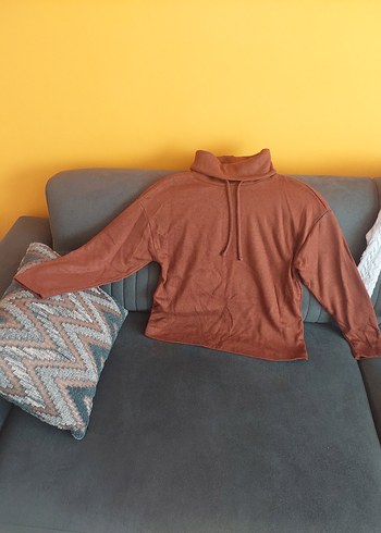 Kadın Kahverengi Boğazlı Sweatshirt - Görsel 4