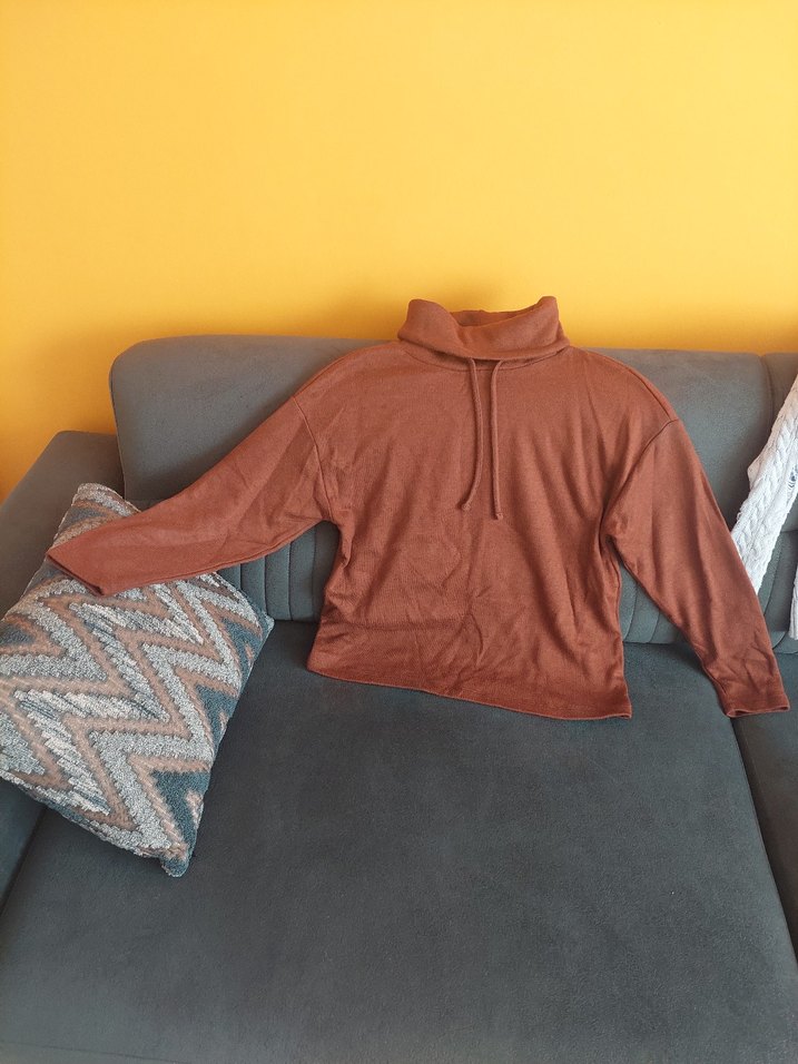 Kadın Kahverengi Boğazlı Sweatshirt - Görsel 4