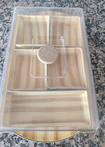 Şeffaf Kapaklı Bej Bölmeli Servis Tabağı - Görsel 4