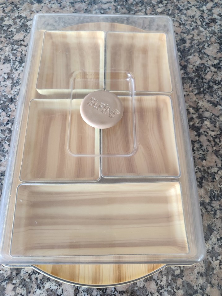 Şeffaf Kapaklı Bej Bölmeli Servis Tabağı - Görsel 4