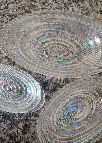 Bohem Çok Renkli Tie-Dye Cam Tabak Seti - Görsel 2