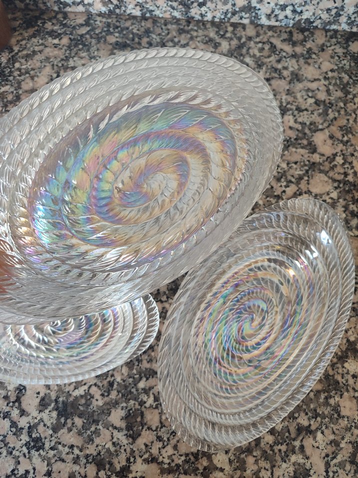 Bohem Çok Renkli Tie-Dye Cam Tabak Seti - Görsel 3