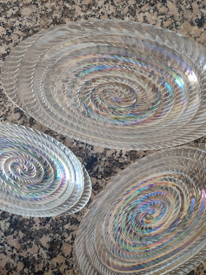 Bohem Çok Renkli Tie-Dye Cam Tabak Seti - Görsel 2