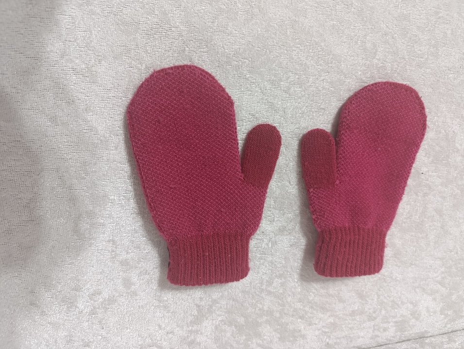 Bordo Nakışlı Kız Eldiveni 1 -2 yaş - Görsel 2