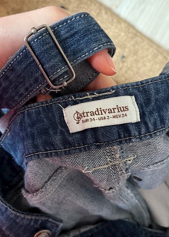 Mavi Denim Mini Askılı Şort Tulum - Görsel 6