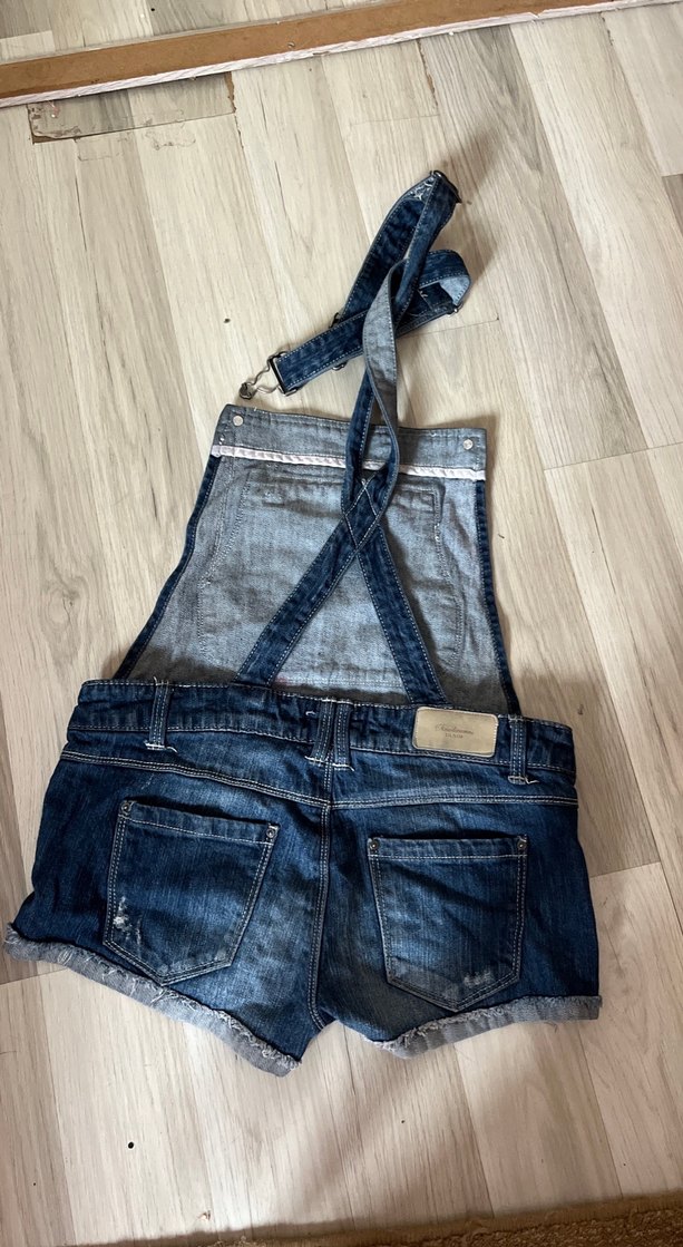 Mavi Denim Mini Askılı Şort Tulum - Görsel 4