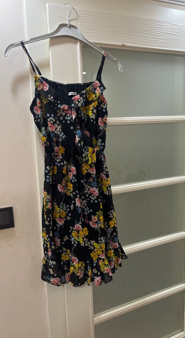 Çiçek Desenli Uzun Askılı Bohem Elbise - Görsel 2