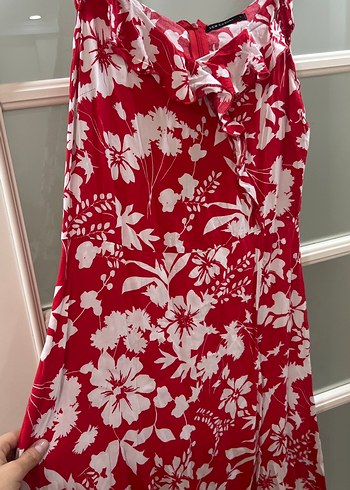 Kırmızı Desenli Uzun Bohem Elbise - Görsel 3