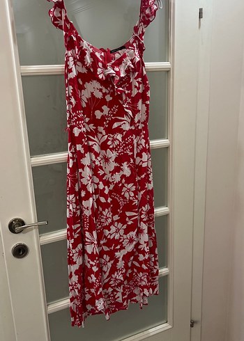 Kırmızı Desenli Uzun Bohem Elbise - Görsel 2