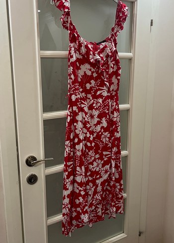 Kırmızı Desenli Uzun Bohem Elbise - Görsel 5