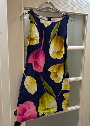 Çiçek Desenli Renkli Midi Elbise - Görsel 4