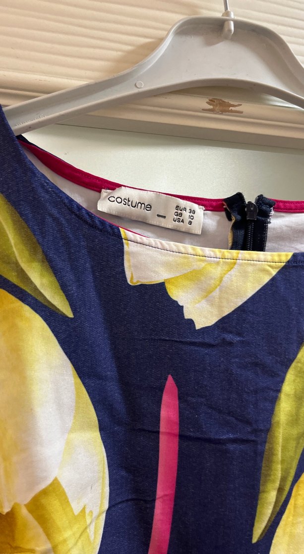 Çiçek Desenli Renkli Midi Elbise - Görsel 3