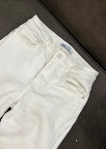 Beyaz Rahat Kesim Midi Kadın Kot Pantolon - Görsel 3