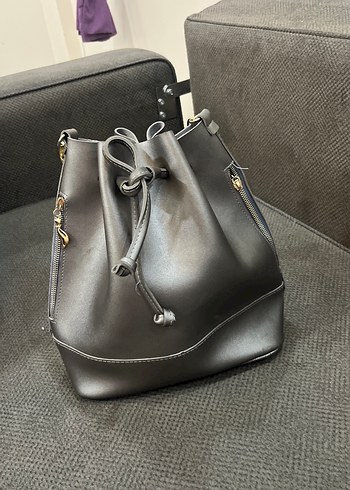 Gri Deri Kadın Omuz Çantası - Görsel 2