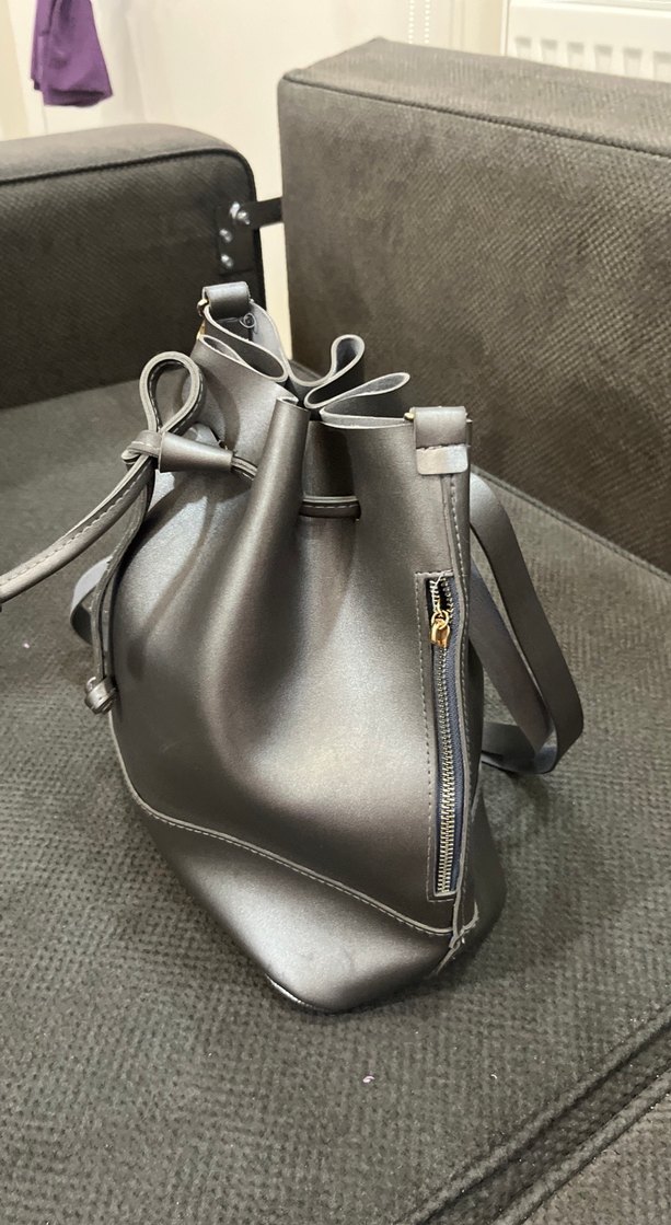 Gri Deri Kadın Omuz Çantası - Görsel 4