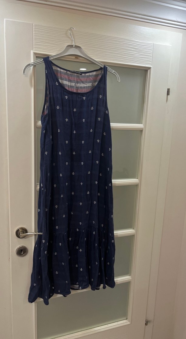 Lacivert  Uzun Salaş Elbise - Görsel 3