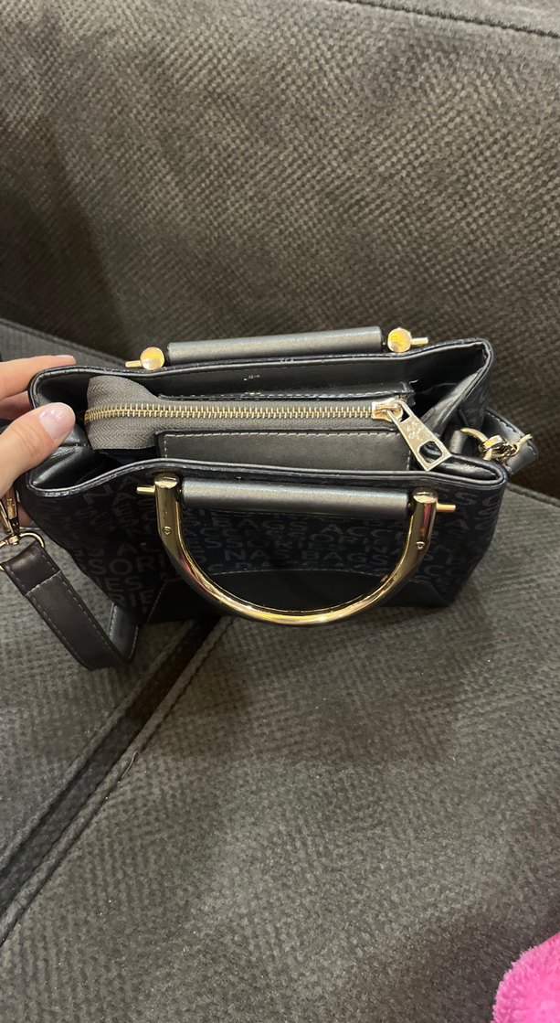 Tokalı Siyah Deri Kadın Çanta - Görsel 4