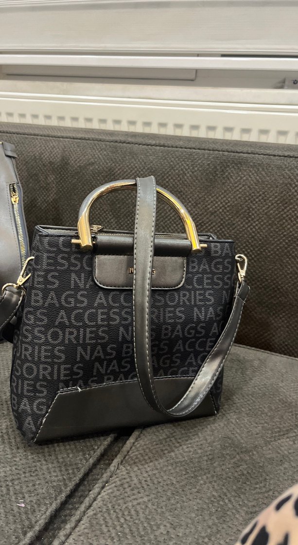 Tokalı Siyah Deri Kadın Çanta - Görsel 5