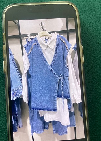 Kadın İkili Taşlı Kot Takım - Görsel 6