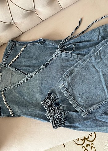 Kadın İkili Taşlı Kot Takım - Görsel 2