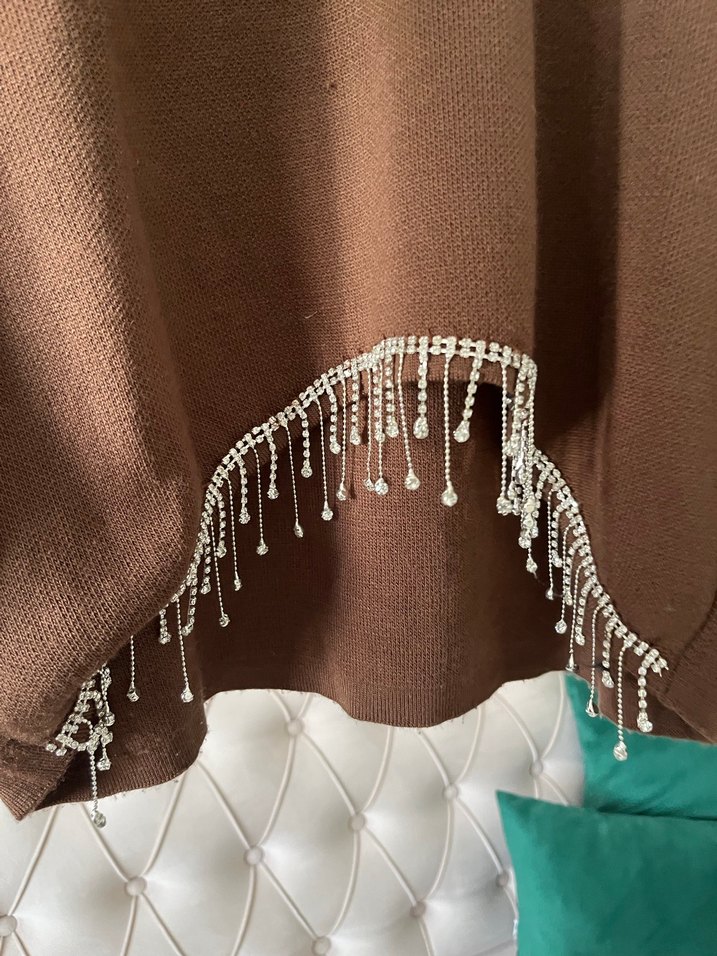 Kahverengi Taşlı Kazaklı Triko Takım - Görsel 2