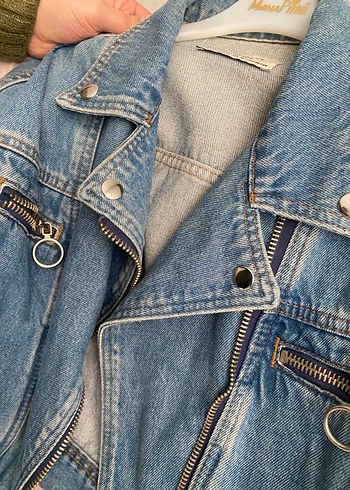 Kadın Mavi Kot Ceket, Kemer Detaylı - Görsel 4