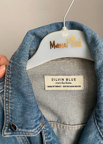 Kadın Mavi Kot Ceket, Kemer Detaylı - Görsel 6