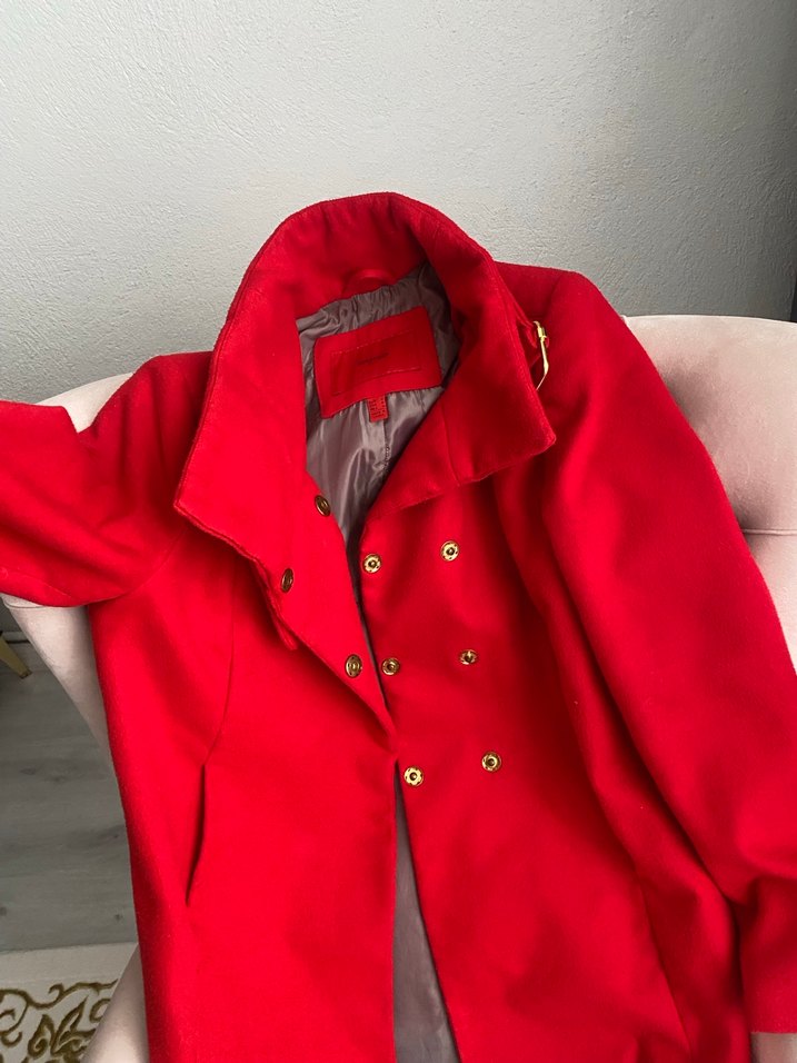 Kırmızı Kaşe Kaban - Görsel 5